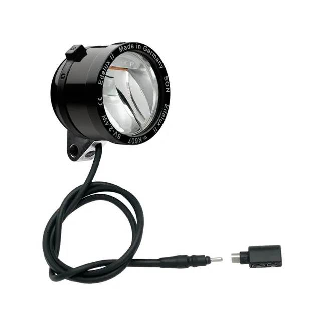 Schmidt Son Edelux II bicycle light, black, 100 cm cable, coaxial plug + adapter, 100 lux