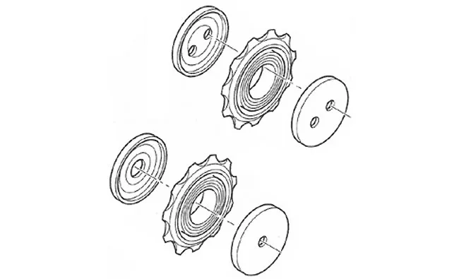 SRAM X.9 9-speed derailleur pulley set, 2004–2007 model