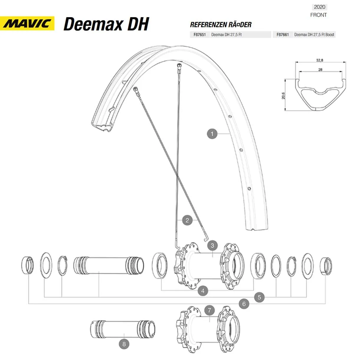 Mavic Deemax DH Spoke 27.5-inch Front and Rear Wheel 281 mm Mod 2020/23+