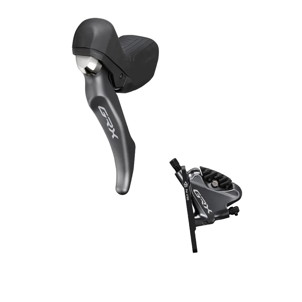 Shimano GRX disc brake levers BL-RX810 (left) + BR-RX810 flat-mount disc brakes