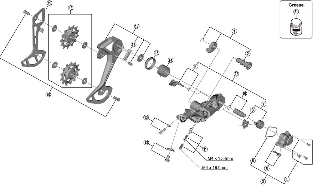 Shimano Deore XT RD-M8100 Rear Derailleur Spare Part | SGS Inner Chain Guide No. 19