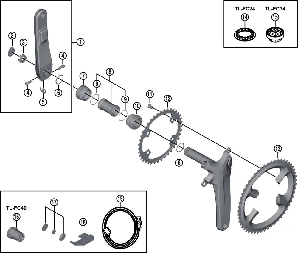 Shimano DURA-ACE FC-R9100-P Power Meter Crank Spare Part | Left crank arm 165 mm