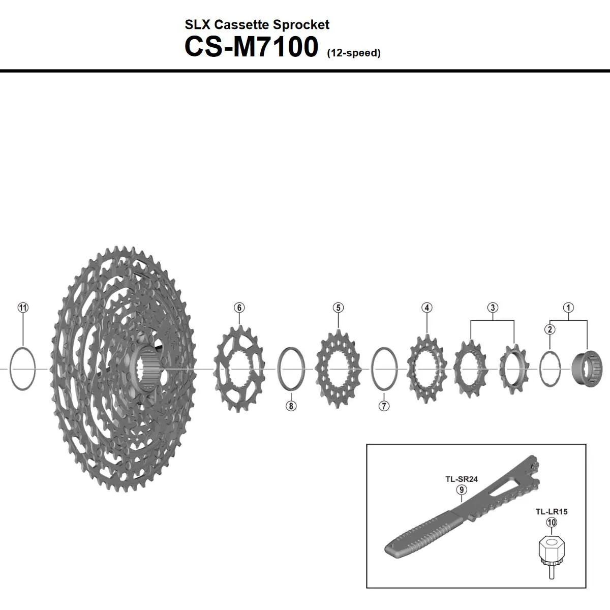 Shimano 12-speed Deore XT CS-M8100 / SLX CS-M7100 cassette spare part – 14-tooth sprocket No. 4