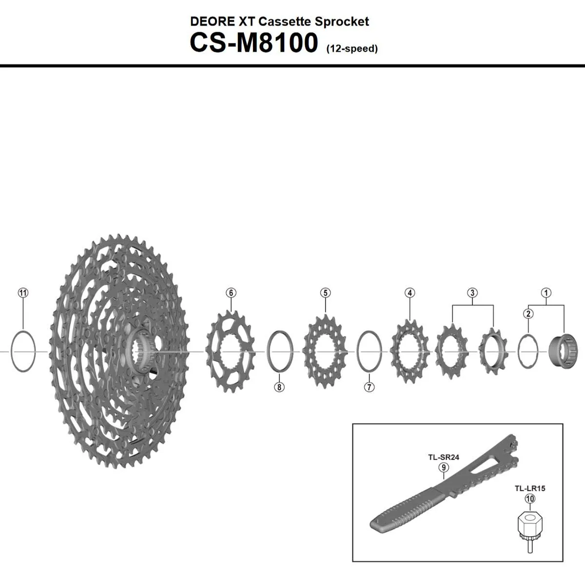 Shimano 12-speed Deore XT CS-M8100 / SLX CS-M7100 cassette spare part – 18-tooth sprocket No. 6