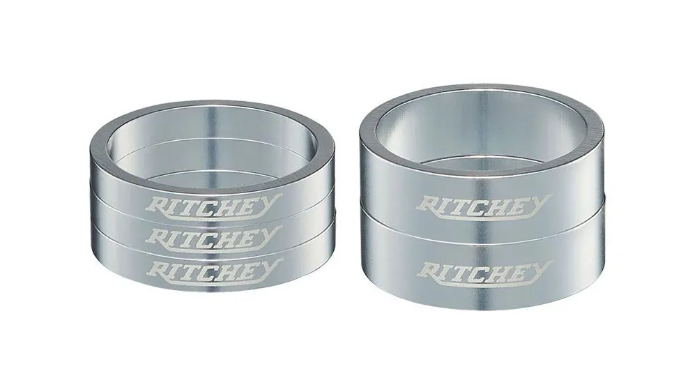 Ritchey Spacer Set – 1 1/8 inch, 5 pieces, aluminium, polished silver