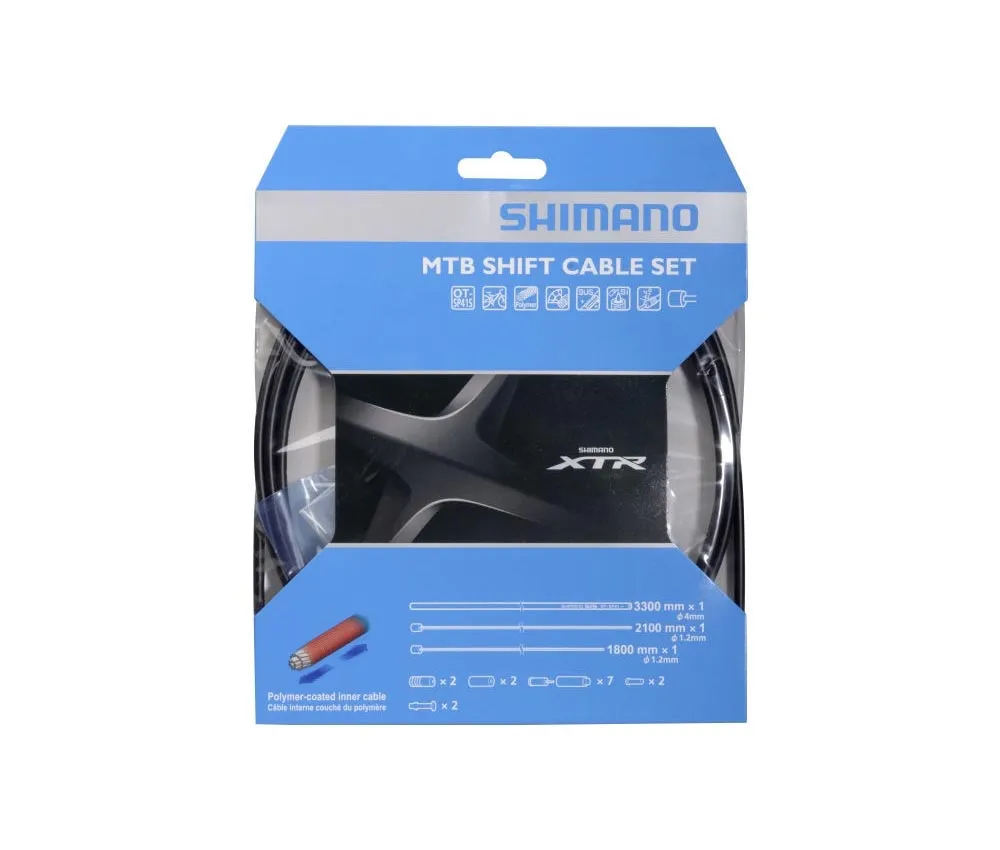 Shimano XTR MTB cable set for front derailleur and rear derailleur, polymer-coated, black
