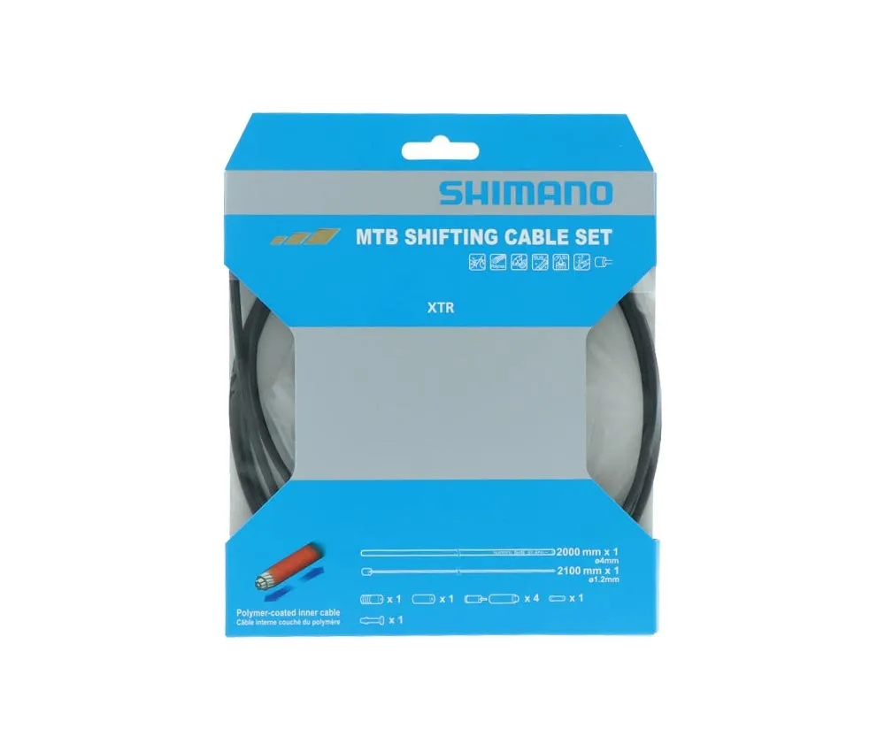 Shimano XTR MTB shift cable set for rear derailleur, polymer-coated, black