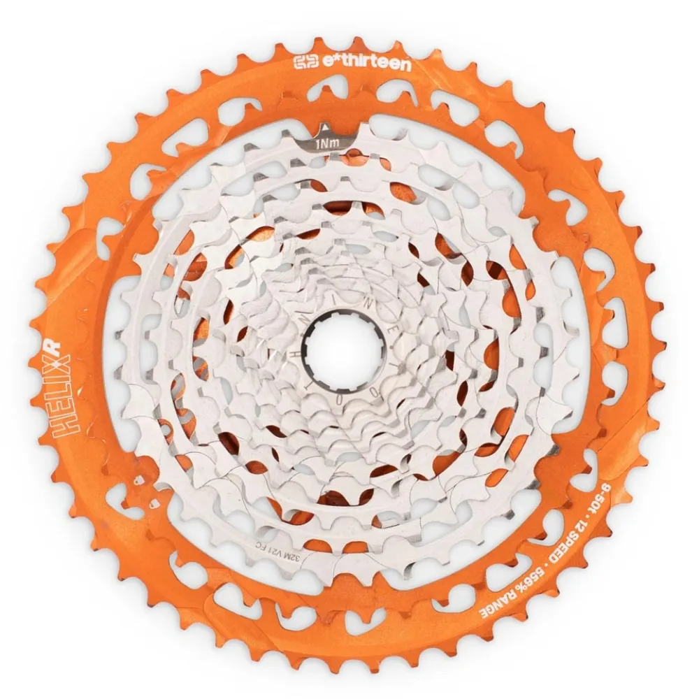 e*thirteen Helix Race Cassette MTB XD 12-speed 9-50 tooth range Naranja Orange