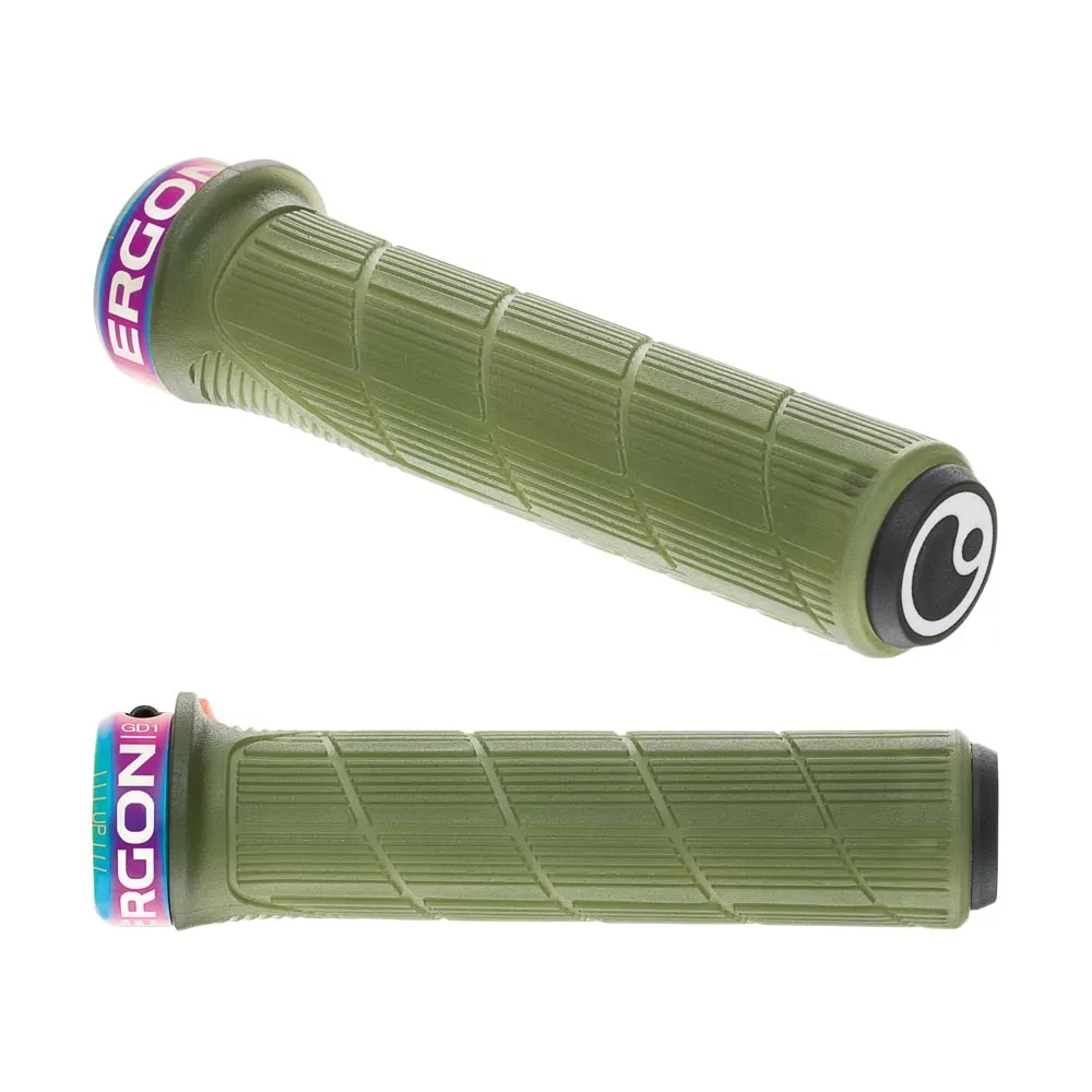 Ergon GD1 Evo Slim Factory Lock-On Handlebar Grips Frozen Moss - Oil Slick