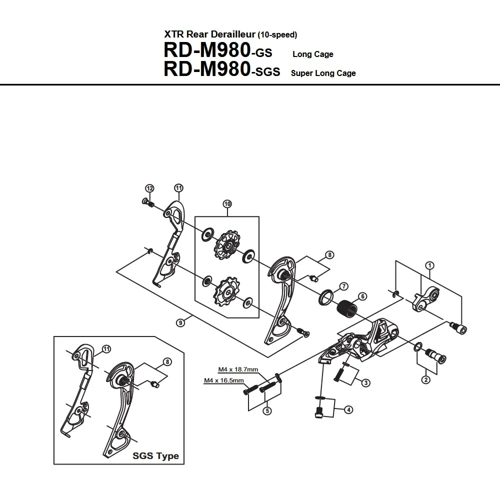 Shimano XTR RD-M980 / M985 / M986 Rear Derailleur Spare Part | Adjustment Screw + Plate No. 3