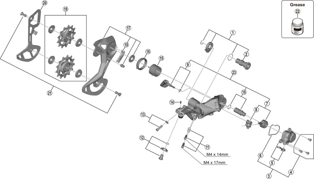 Shimano XTR / XTR Di2 11-speed rear derailleur spare part | Derailleur pulley screws
