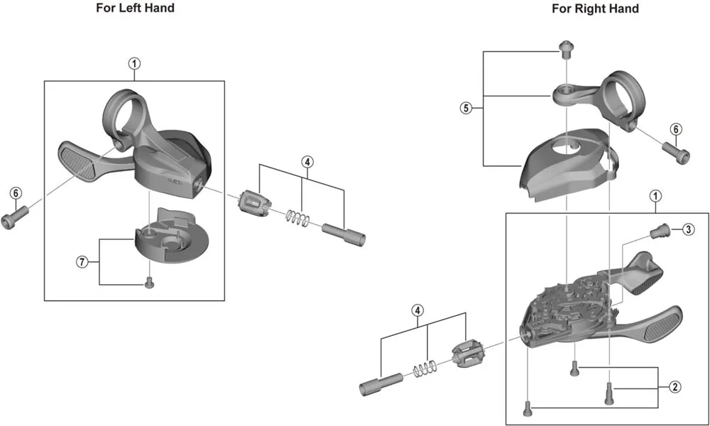 Shimano Deore XT SL-M8100 Shift Lever Spare Part | Right-hand shift lever unit No. 1