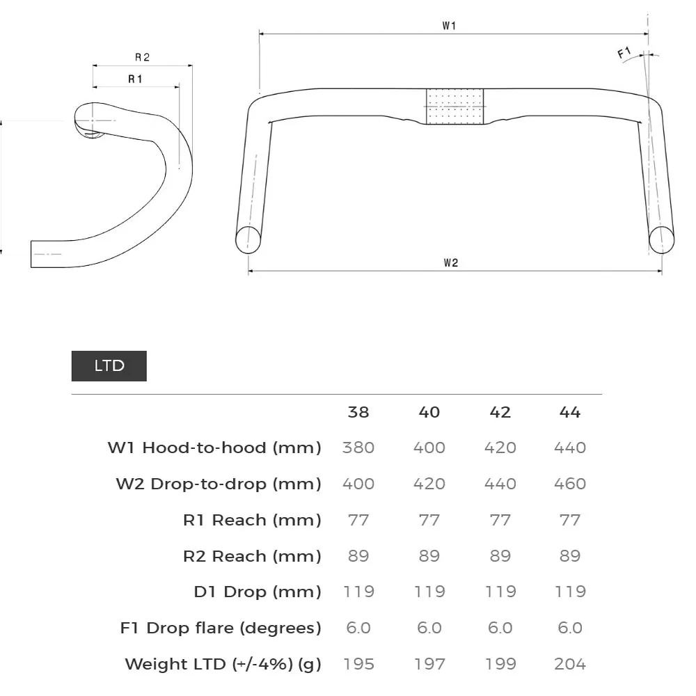 3t Superergo LTD Stealth Carbon Road Bike Handlebar, width 42 cm