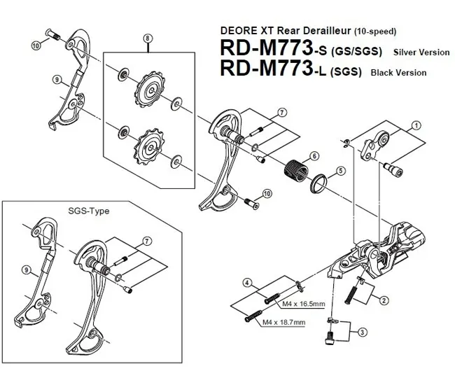 Shimano Deore XT 10-speed rear derailleur spare part | Tension spring P for derailleur arm