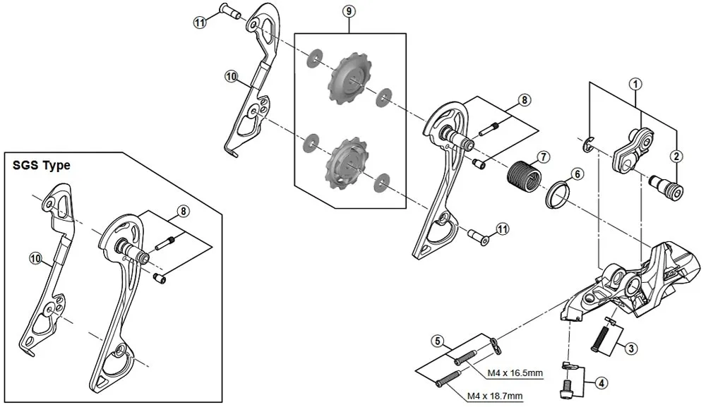 Spare part: Shimano Deore XT RD-M781 10-speed rear derailleur | SGS outer chain guide No. 8