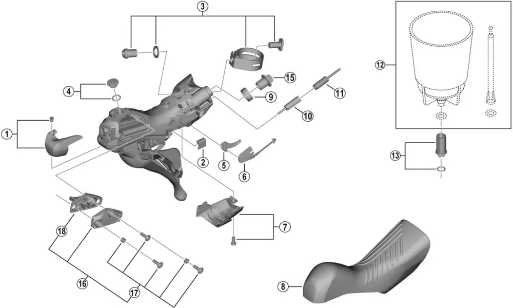 Shimano Ultegra ST-R8020, ST-R8025 / GRX ST-RX810 Shift-Brake Lever Spare Part | Nameplate (left)
