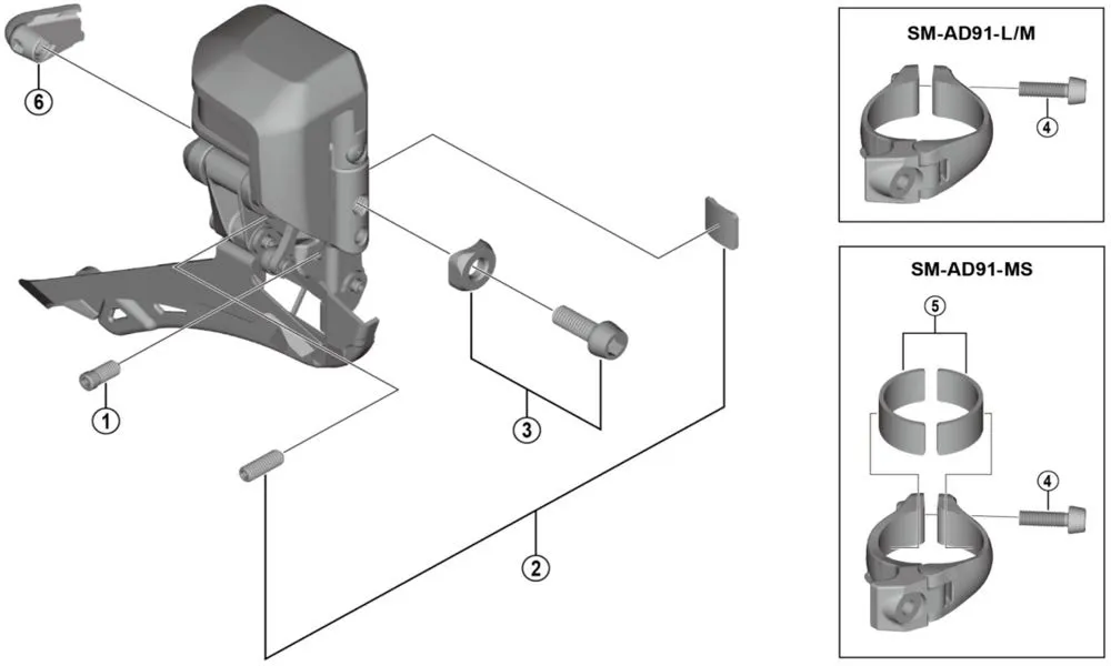 Shimano Ultegra Di2 / GRX Di2 11-speed front derailleur spare part | Clamping screw + plate no. 3