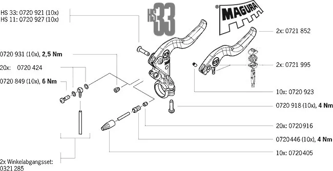 Magura hose fittings for HS 33 brakes, 1 piece