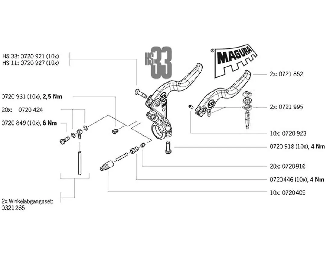 Magura 90-degree angle adapter set for 2 brake levers