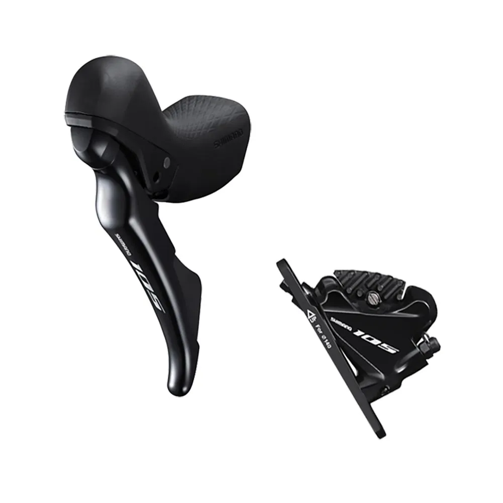 Shimano 105 Disc Brake ST-R7020 STI Shift-Brake Lever 2-speed left + BRR7070 Flatmount Brake Caliper Front Wheel black