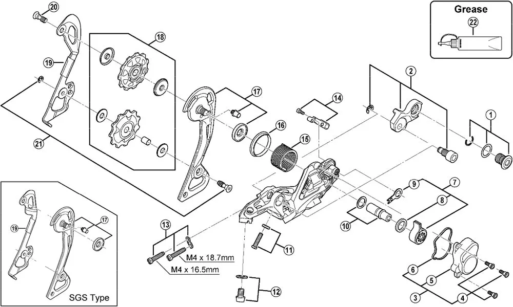 Shimano XTR RD-M985 / RD-M986 Rear Derailleur Spare Part | Complete Housing Cover No. 3
