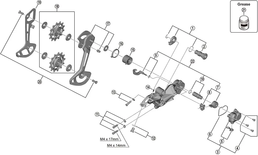 Shimano XTR RD-M9120 Rear Derailleur Spare Part | Stop Screws, Complete Set No. 11