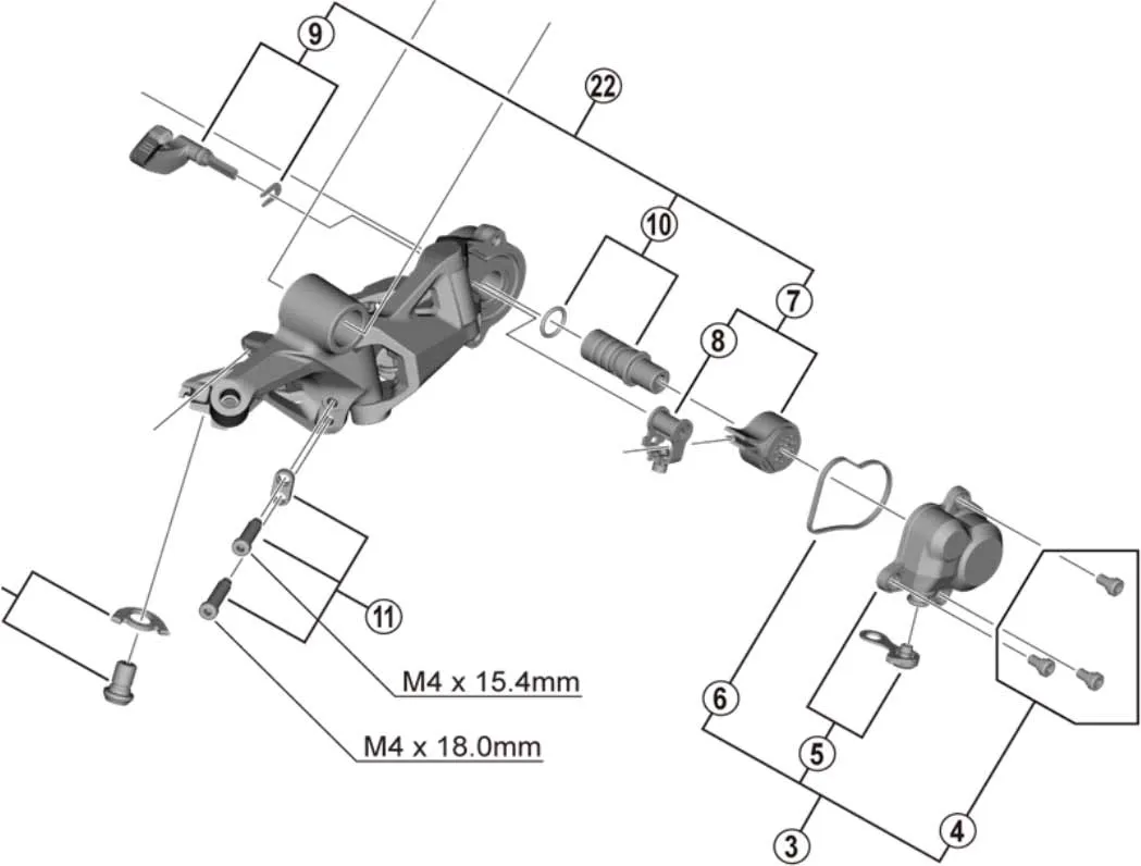 Shimano Shadow Plus rear derailleur spare part | Screws for stabiliser housing cover No. 4, remaining stock