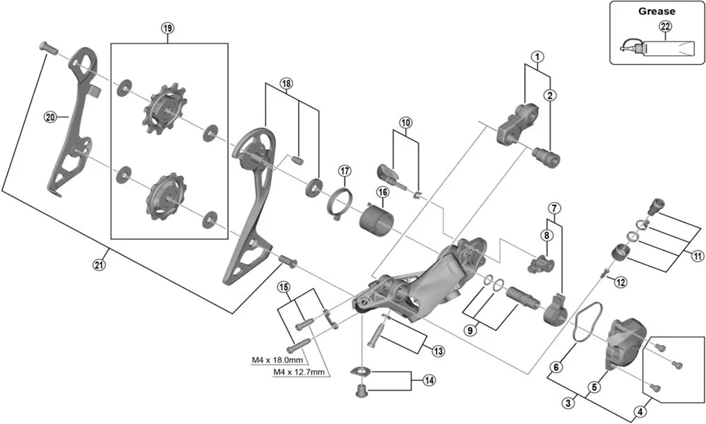Shimano Ultegra RX RD-RX800-GS Rear Derailleur Spare Part | Rear Derailleur Assembly No. 9