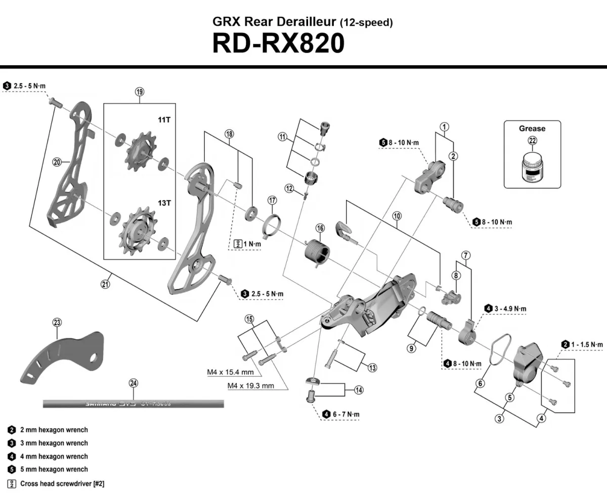 Shimano GRX Ultregra 11-speed rear derailleur spare part | Adjustment screw + plate