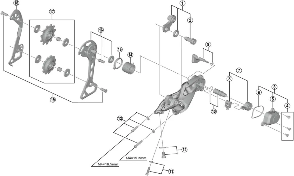 Shimano GRX RD-RX812 / SLX RD-M7000 Rear Derailleur Spare Part | Shift Lever Unit No. 9
