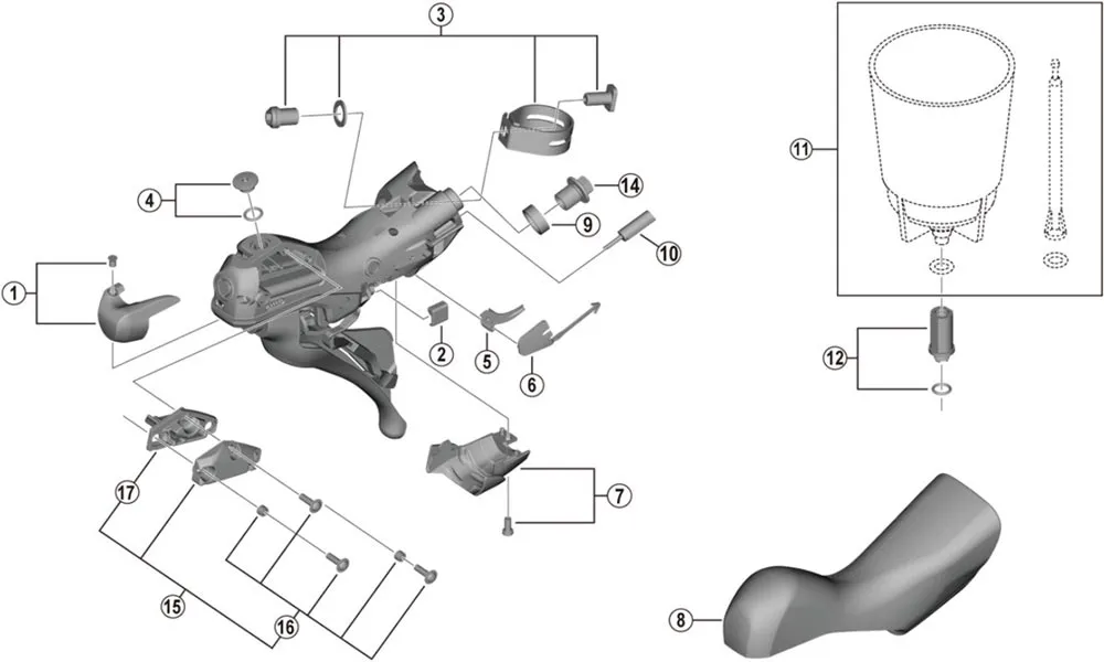 Shimano GRX ST-RX600 Shift/Brake Lever Spare Part | Nameplate, complete, right-hand side, No. 1