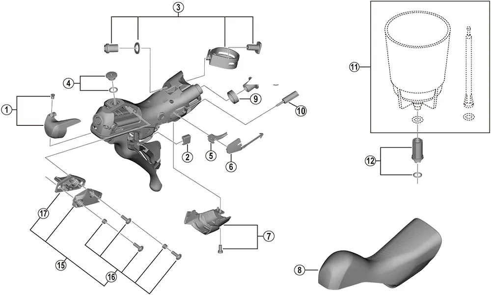 Shimano Disc Shift-Brake Lever 105 / Ultegra / GRX / DURA-ACE Spare Part | Right-hand cable routing No. 5