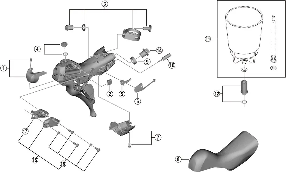 Spare parts Shimano 105 ST-R7025 shift-brake lever