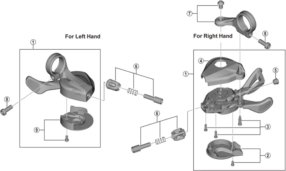 Shimano SLX SL-M7100 / SL-M7100-I Spec Shift Lever Spare Part | Lower left housing cover No. 9