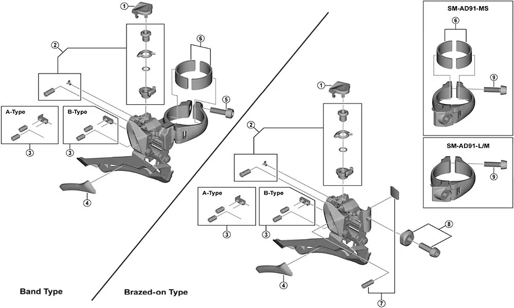 Shimano 105 FD-R7000 / GRX FD-RX400 Front Derailleur Spare Part | B-Type Stop Screws, Short, Complete Set No. 3