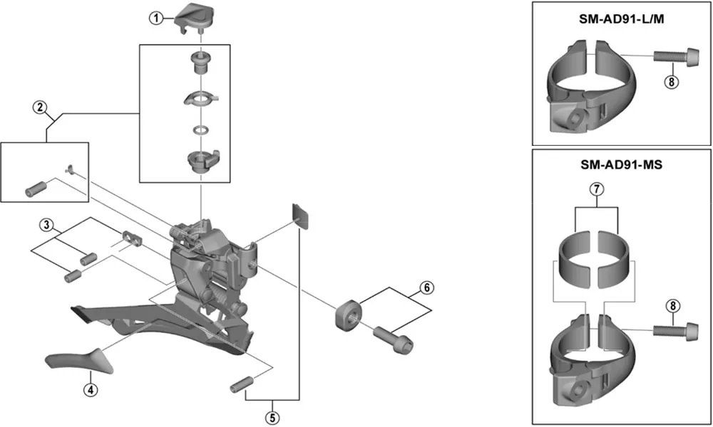 Shimano 105 FD-R7000 / GRX FD-RX400 front derailleur spare part | Chain guide plate screw, complete