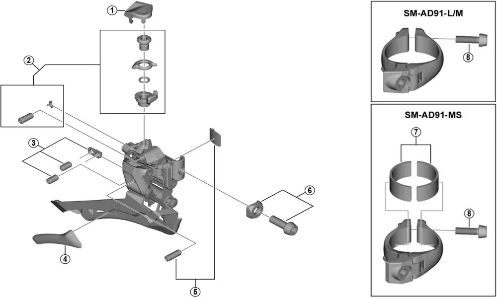 Shimano Ultegra FR-R8000 / GRX FD-RX810 front derailleur spare part | Cable set No. 2