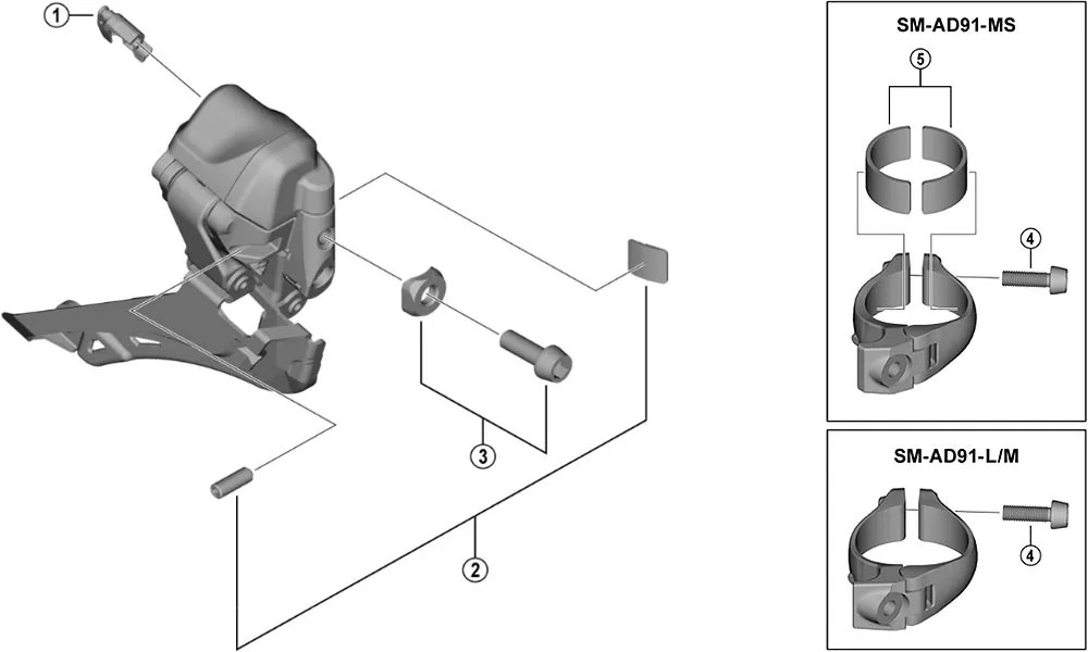 Shimano DURA-ACE / Ultrage / 105 / GRX front derailleur spare part | Chain guide screw + plate