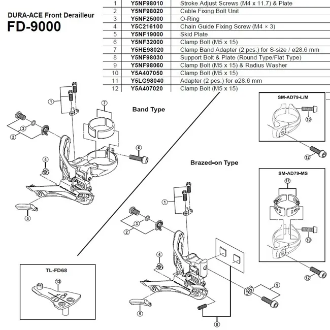 Shimano DURA-ACE / Ultegra / GRX 11-speed front derailleur spare part | Clamping screw for soldered mount