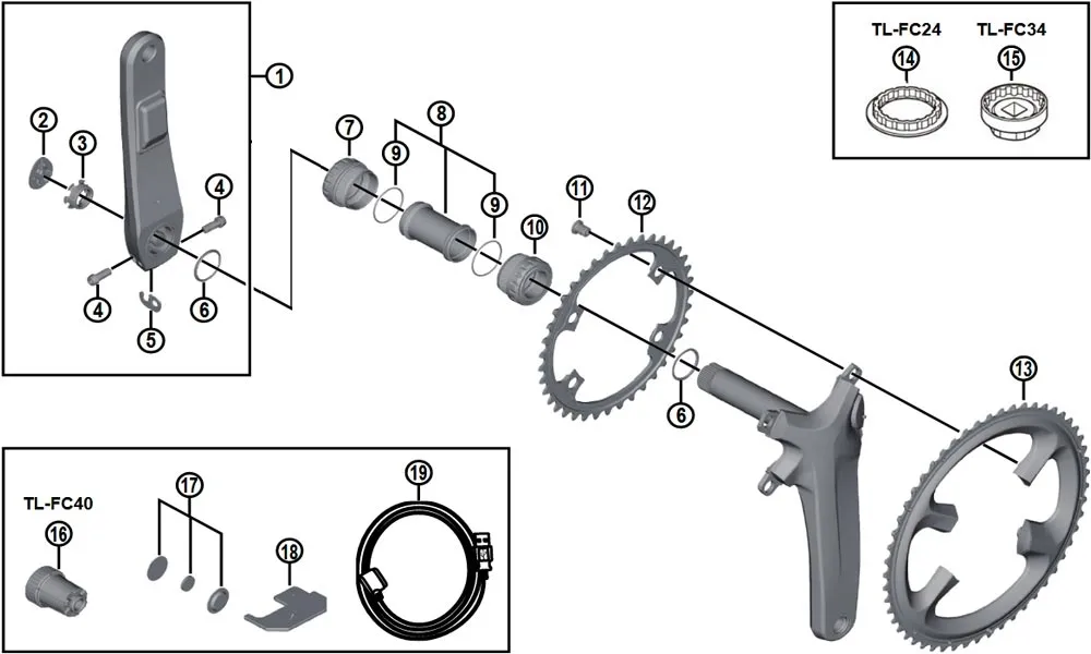 Shimano DURA-ACE FC-R9100-P Crank Spare Part | Charging Cable No. 19