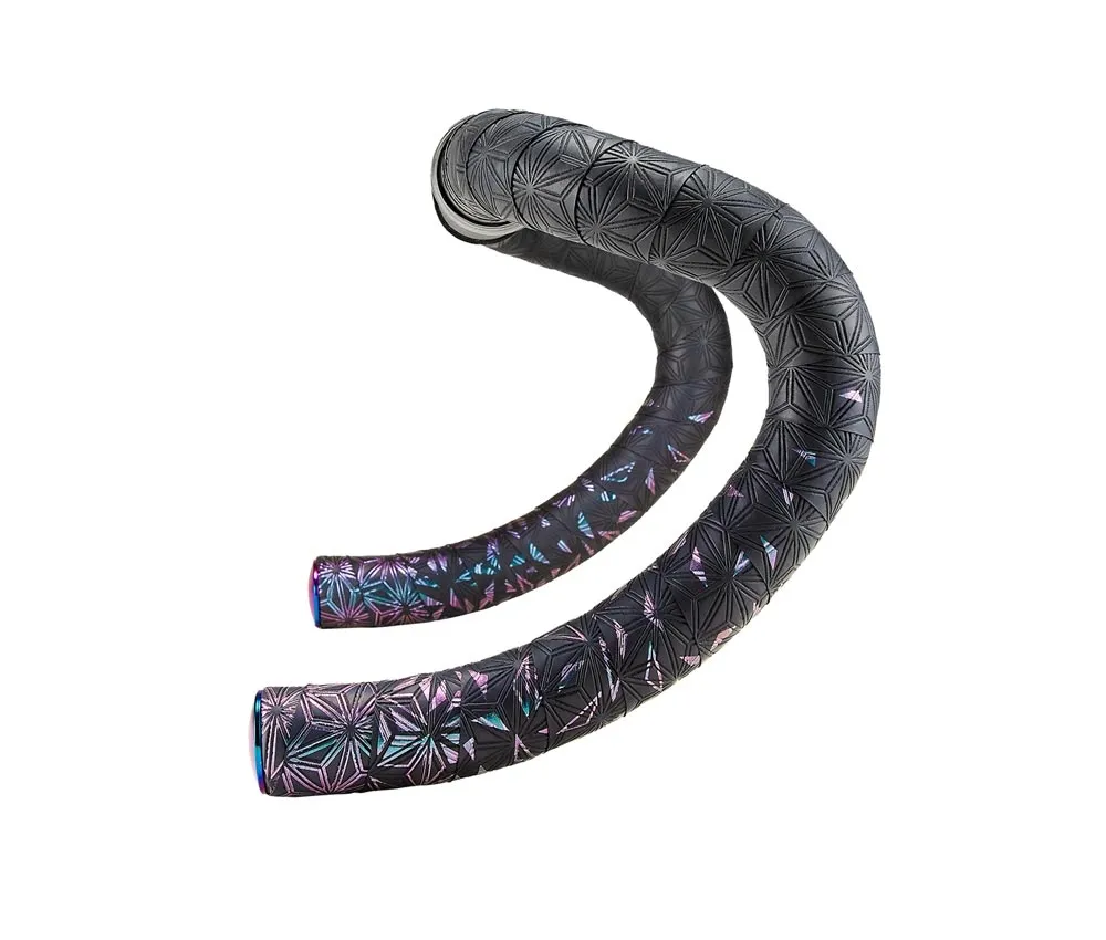 Supacaz Super Sticky Kush Star Fade Handlebar Tape Oil Slick + Oil Slick Plugz