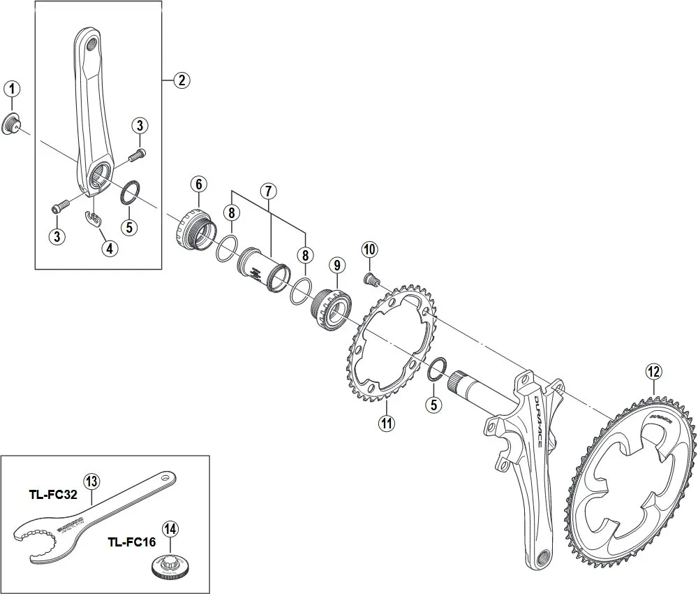 Shimano DURA-ACE FC-7900 / FC-7950 Crank Spare Part | Left crank arm 170 mm