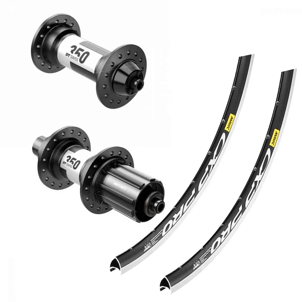 DT Swiss 350 Road wheel set, NoDisc hubs + Mavic CXP Pro rims, black | built by TNC