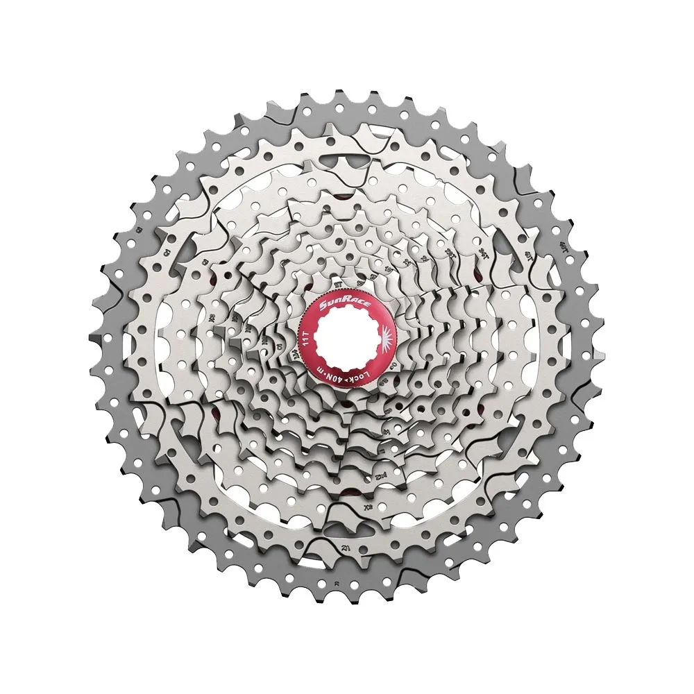 SunRace CSMX3 MTB HG 10-speed cassette, 11-42 teeth, metallic