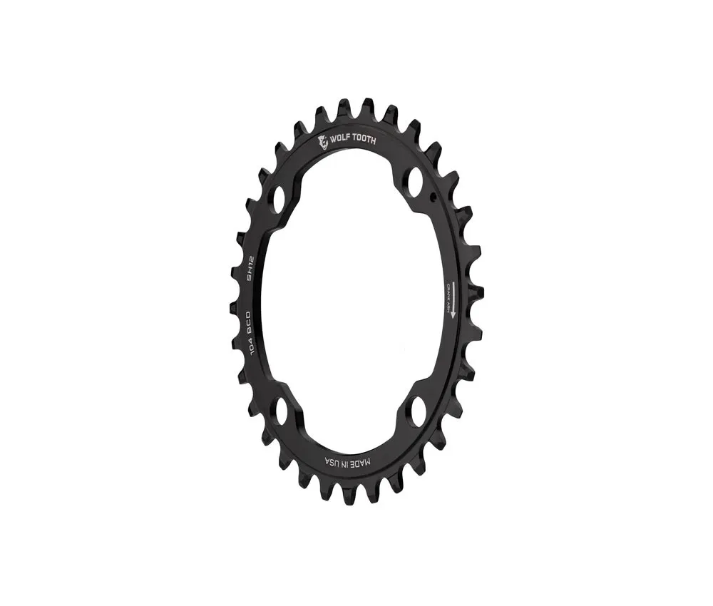 Wolf Tooth Drop-Stop ST Chainring HG+ 12-speed - 4-arm, 104mm bolt circle, 34 teeth
