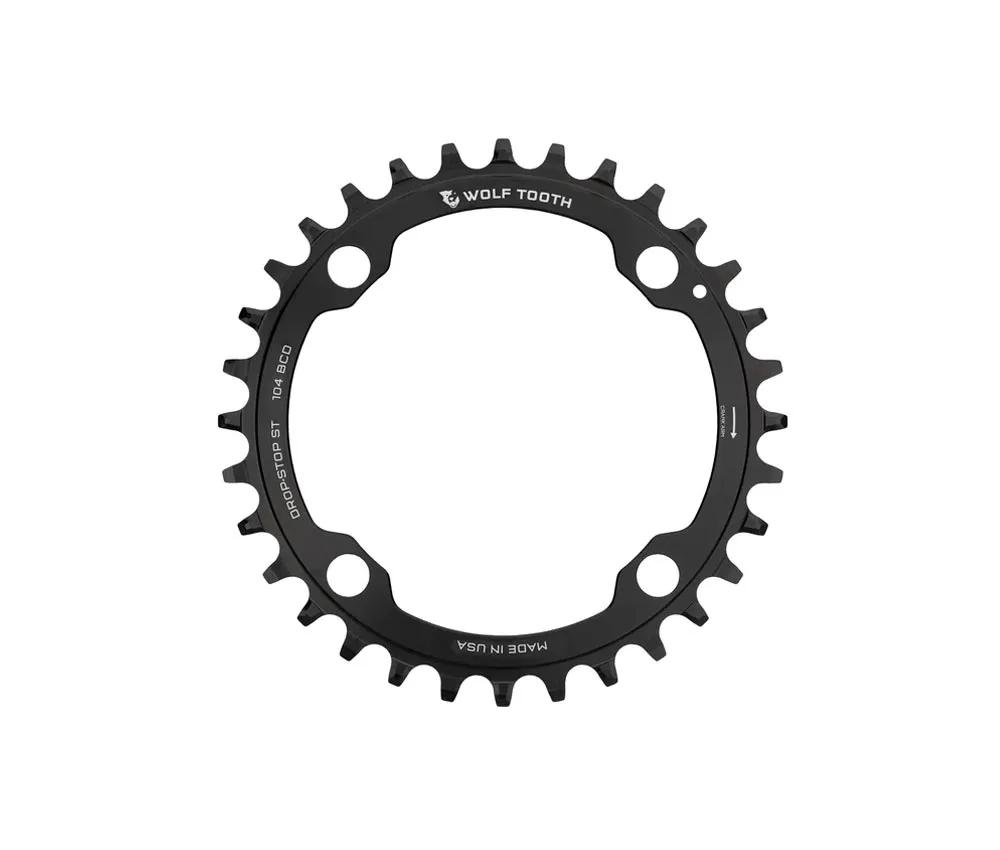 Wolf Tooth Drop-Stop ST Chainring HG+ 12-speed - 4-arm, 104mm bolt circle, 34 teeth