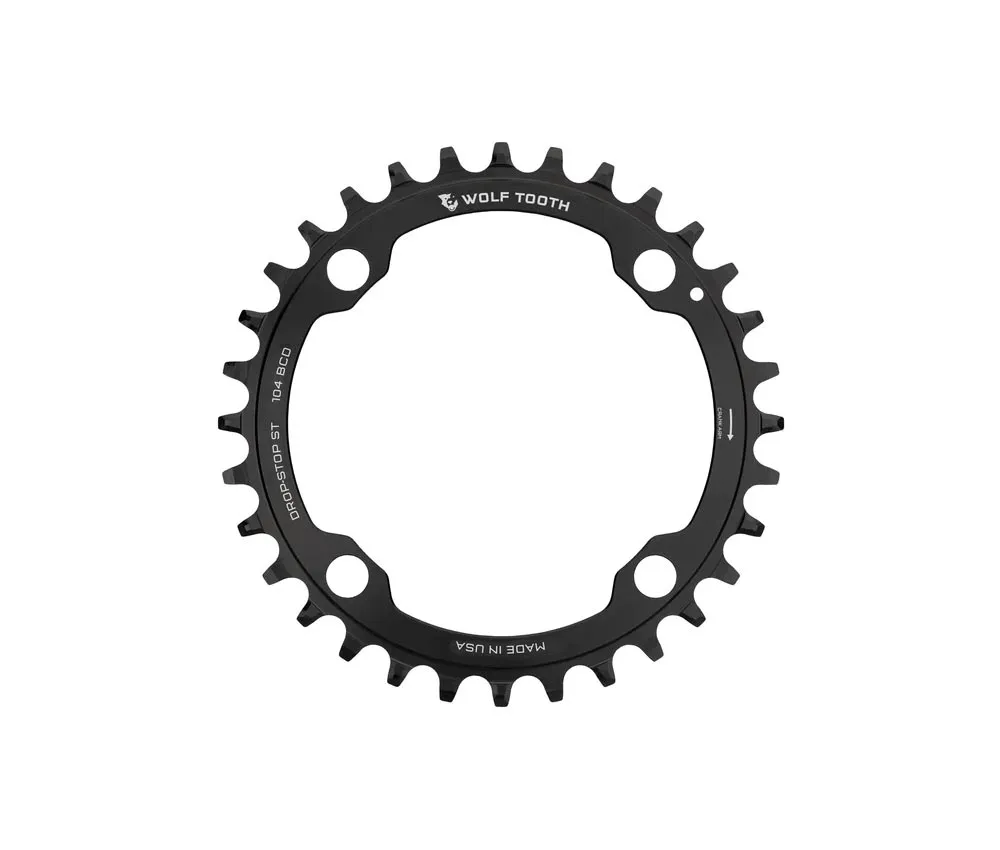 Wolf Tooth Drop-Stop ST Chainring HG+ 12-speed - 4-arm, 104mm bolt circle, 36 teeth