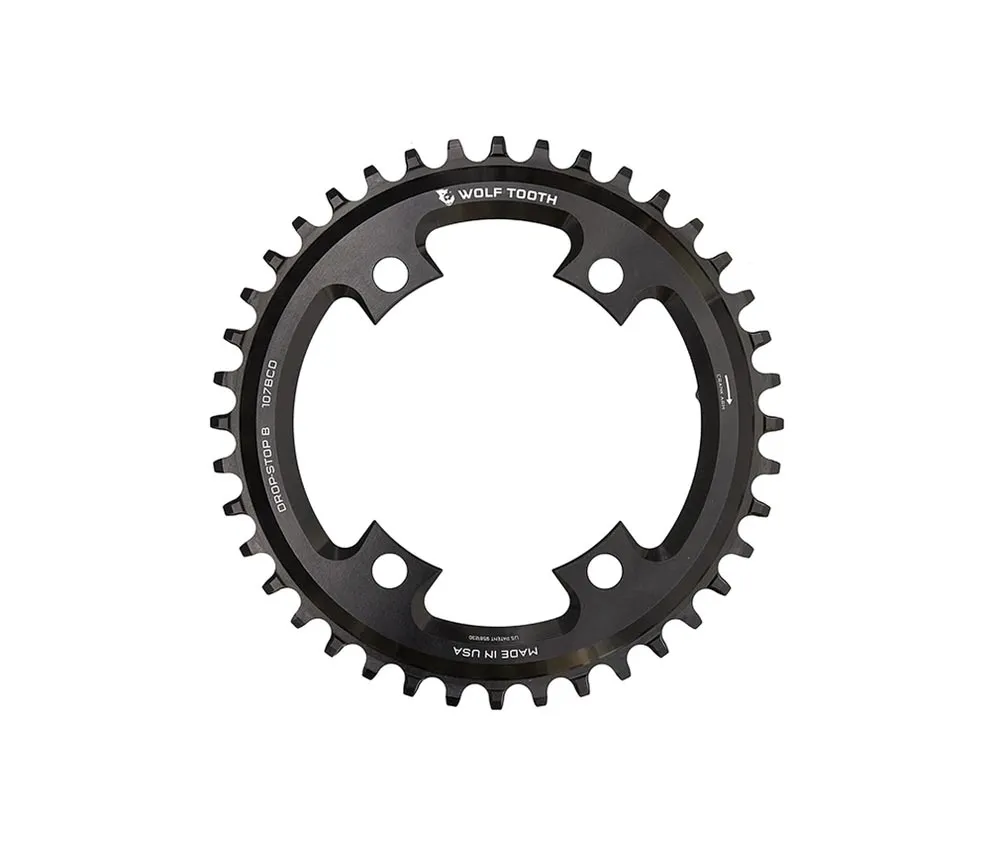 Wolf Tooth Drop Stop B Chainring – Sram asymmetrical 107mm bolt pattern 9-12-speed 38 teeth