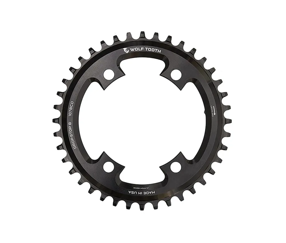 Wolf Tooth Drop Stop B Chainring – Sram asymmetrical 107mm bolt circle 9-12-speed 44 teeth