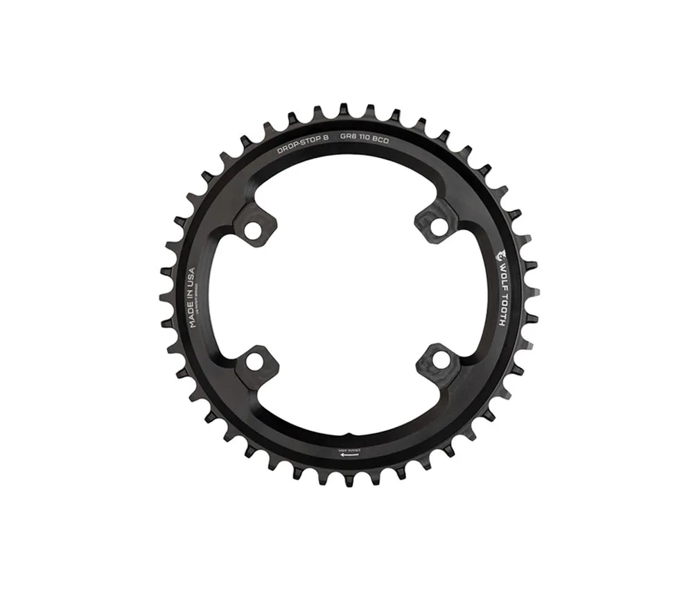 Wolf Tooth Drop Stop B Chainring – Shimano GRX 110mm asymmetrical bolt pattern, 9-12-speed, 36 teeth